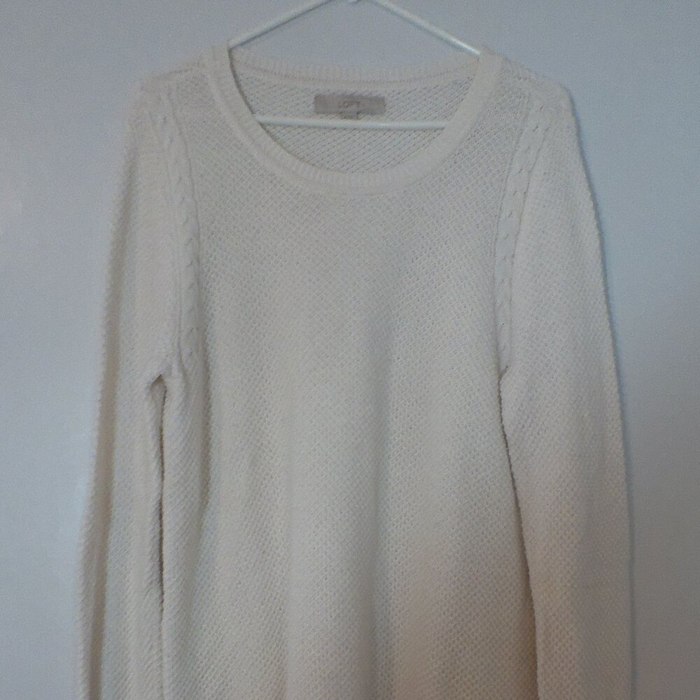 LOFT Women’s XL Cream Textured Knit Sweater Long Sleeve Cozy Pullover